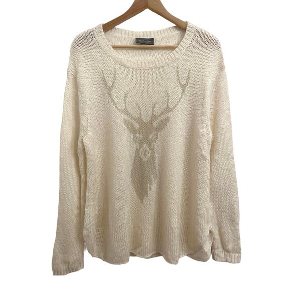 Wooden Ships Sweaters - Wooden Ships Reindeer Sweater M L Christmas Mohair Wool Blend Oversized Holiday